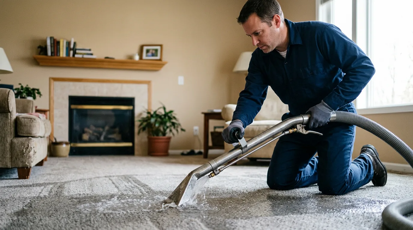 Water damage restoration technician working near Bonner Springs, KS